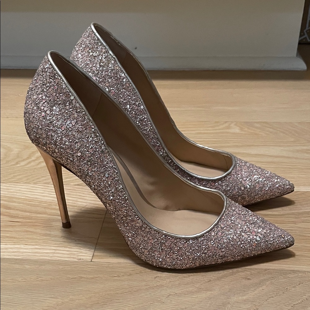 Steve Madden Glitter Pointed-Toe Pumps - Rose